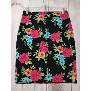 Ann Taylor Skirt Ladies 2‎ Black Pink Floral Pencil